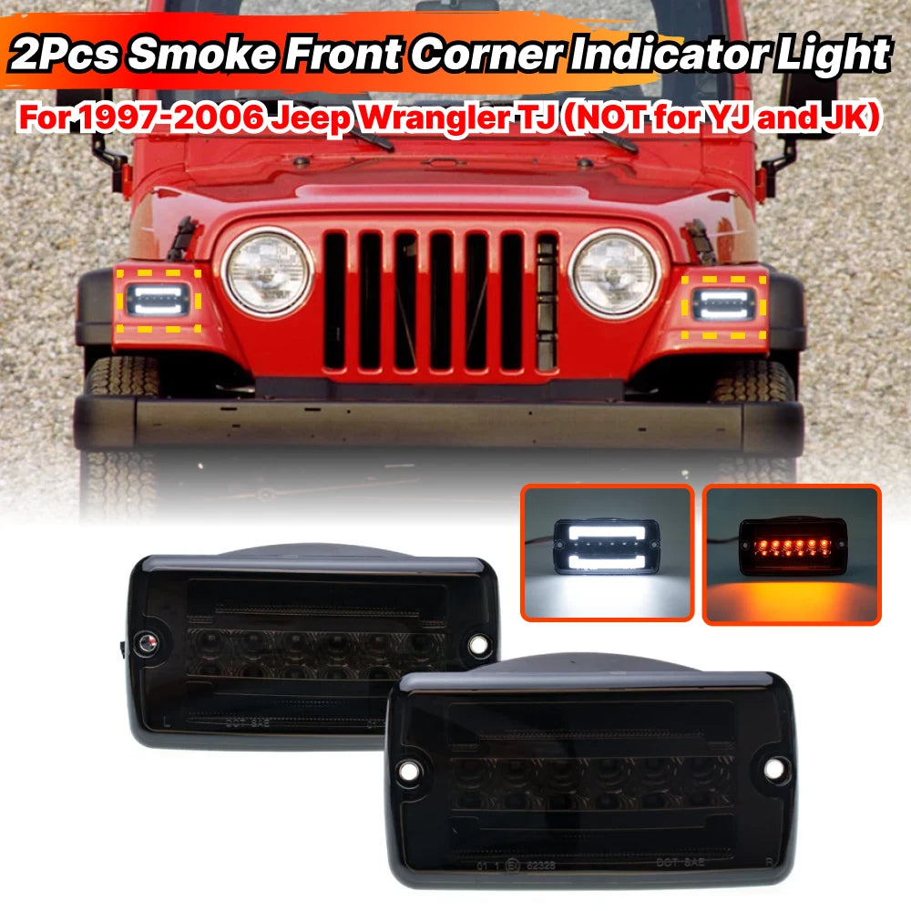 Smoke LED Front Corner Turn Signal Light for Jeep Wrangler TJ (1997–2006)