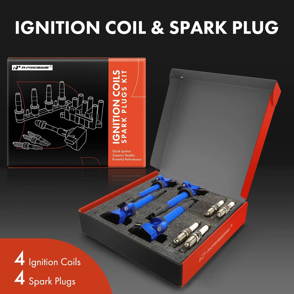 Set of 4 Ignition Coils & 4 Iridium Spark Plugs for Toyota Corolla Matrix (2003–2008)