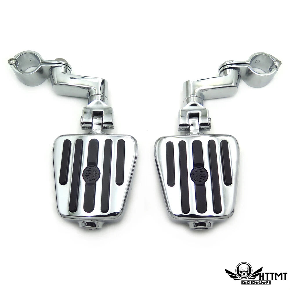 Chrome 25mm Angry Skull Foot Peg Kit for Harley Sportster Touring Dyna