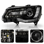 Black Halogen Headlight LED DRL Projector for Chrysler 300 (2015–2023)