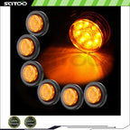 6PCS Amber 2" Round 9LED Clearance Side Marker Lights for Freightliner Peterbilt