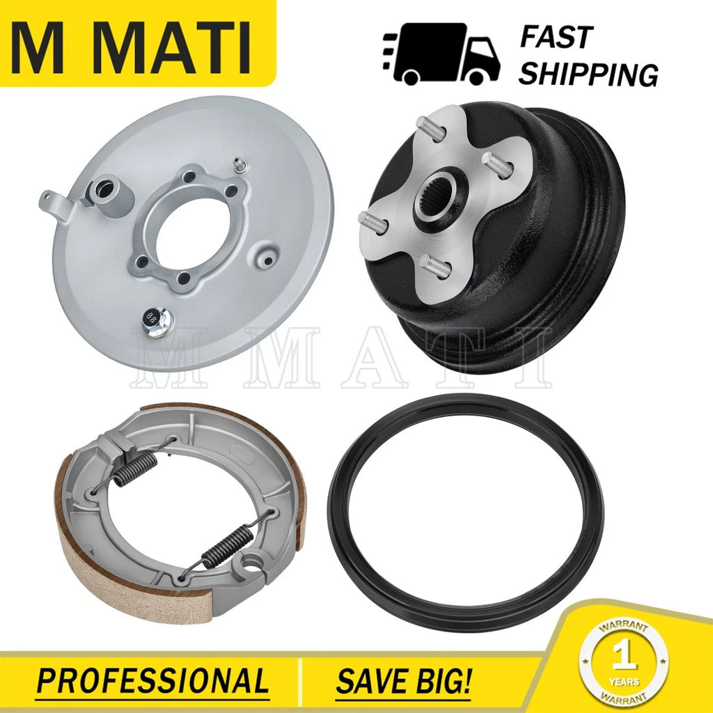 Rear Brake Plate & Drum Hub Shoes Kit for Yamaha Big Bear 350 1996–1999