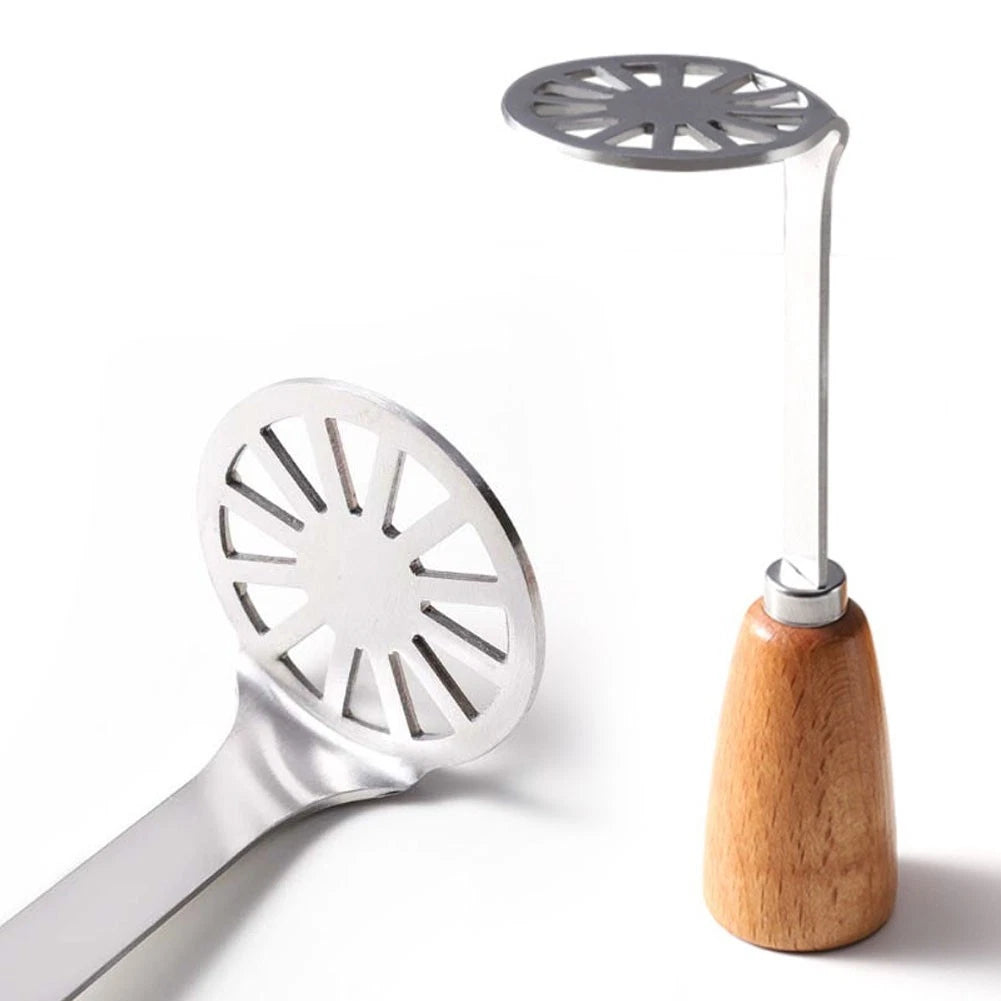 2X Wooden Handle Masher Stainless Steel Tool for Home Cooking
