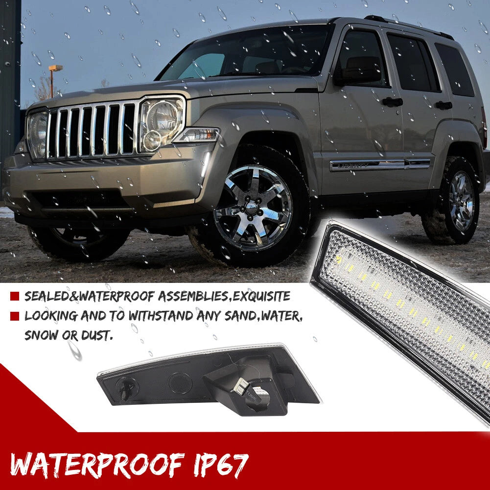 Clear Lens White LED Front Side Marker Lamp for Jeep Liberty (2008–2012)