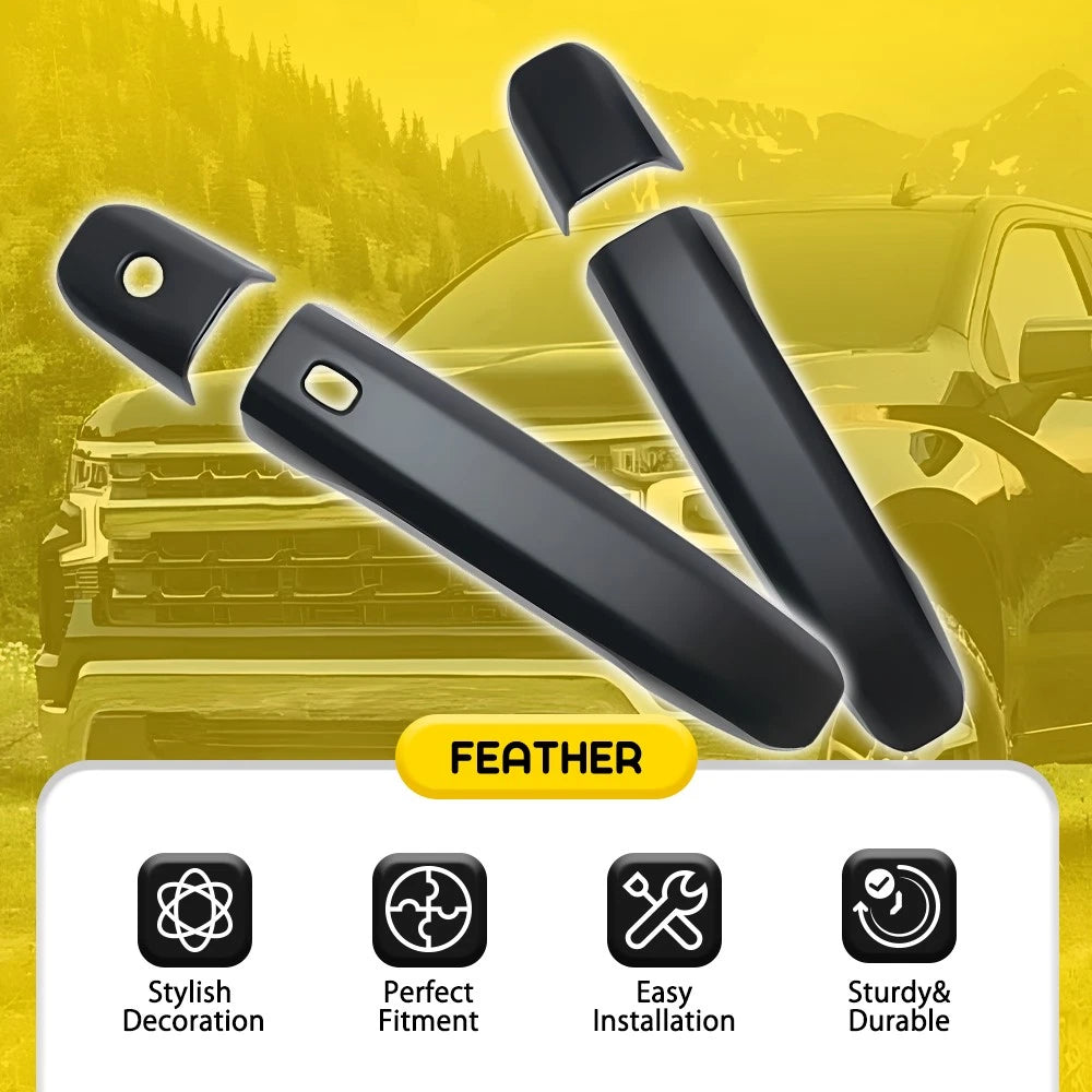 Set of 4 Matte Black Handle Covers for Chevy Silverado 1500 (2019–2025)