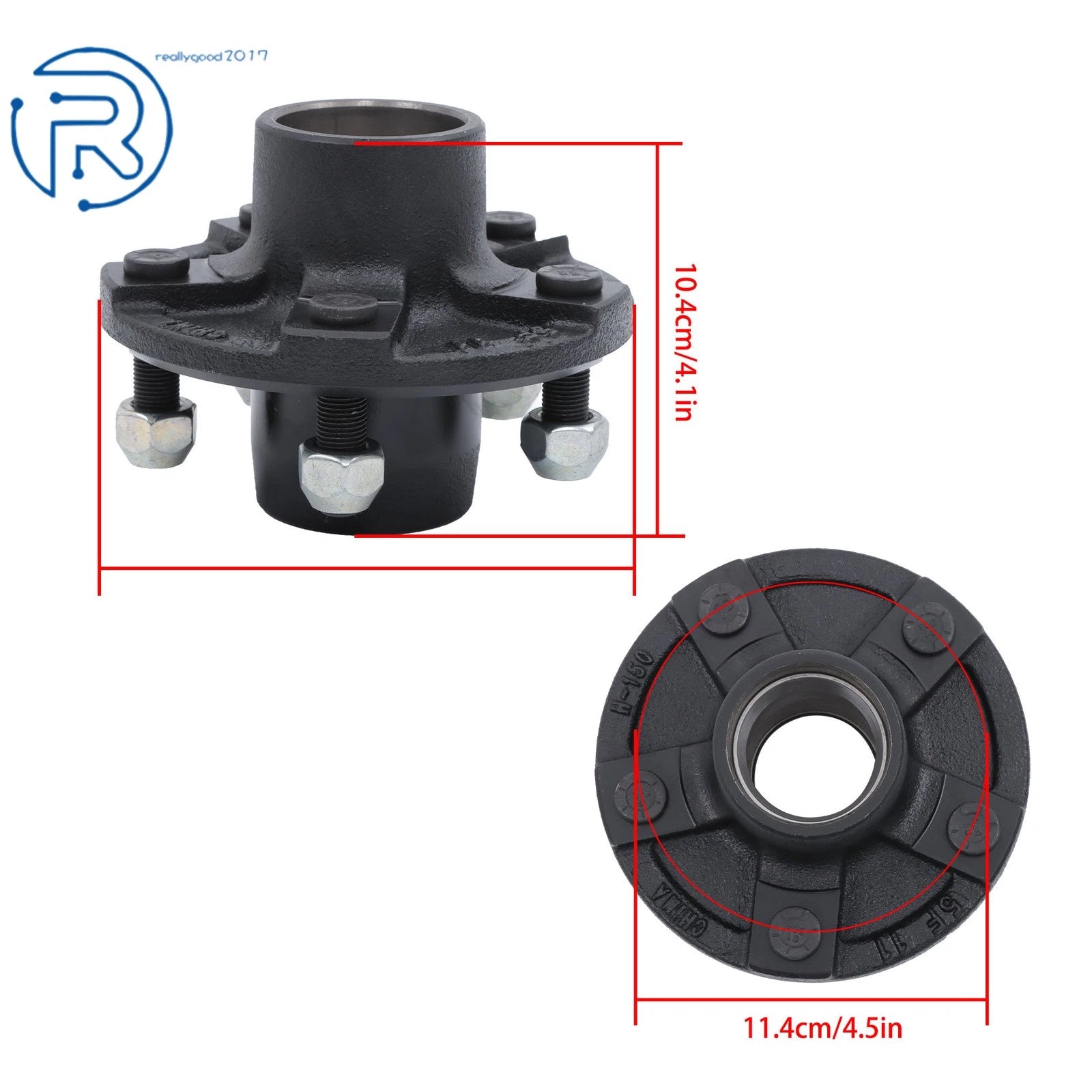 Set of 2 Trailer Hubs for 2000 lbs Axle (1" or 1-1/16")