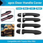 Set of 4 Door Handle Covers for Toyota Hilux N80 (2015–2021) Matte Black