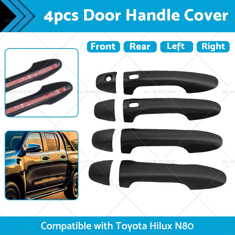 Set of 4 Door Handle Covers for Toyota Hilux N80 (2015–2021) Matte Black
