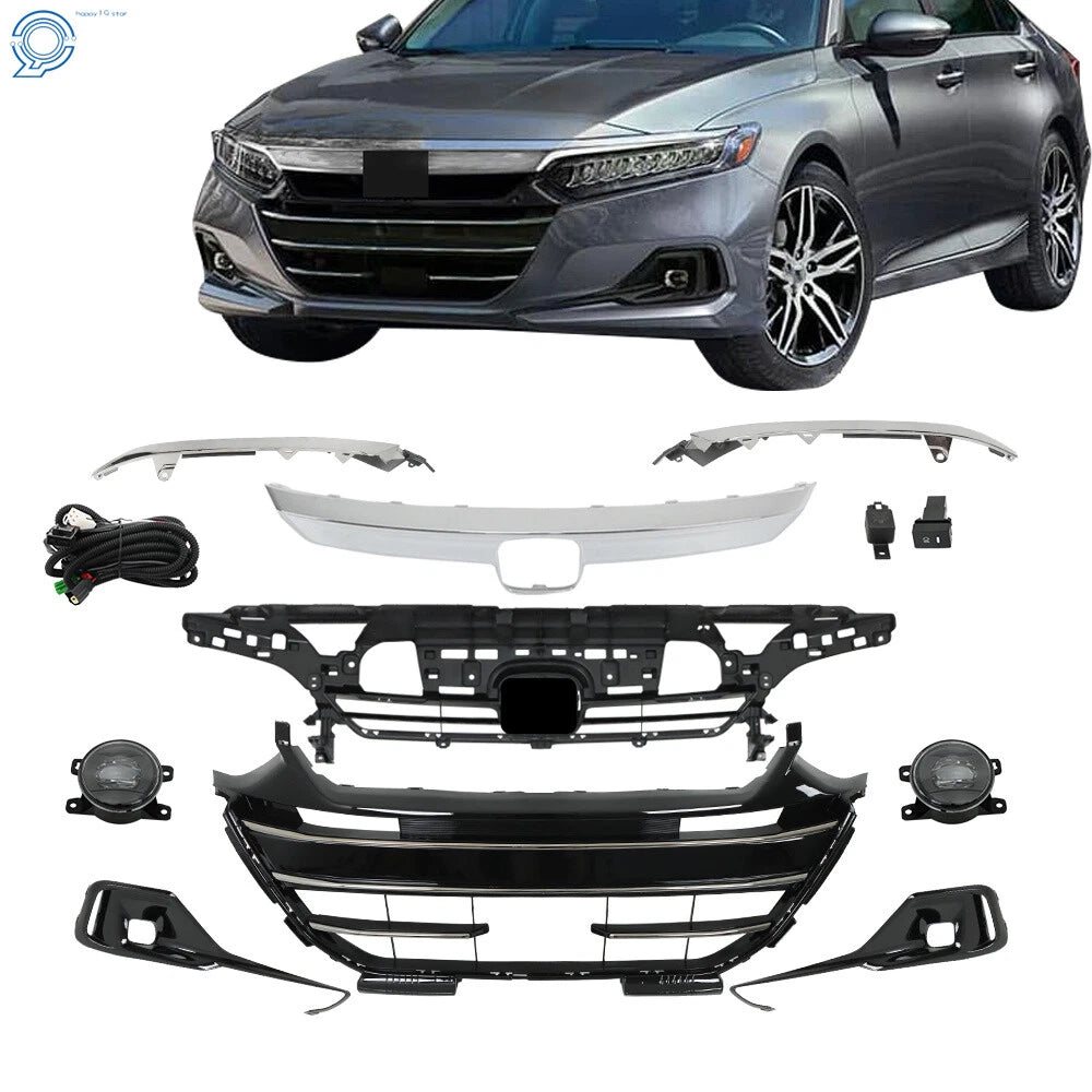 Set of 2 Upper Lower Grills with Chrome Trim for Honda Accord (2021–2023)