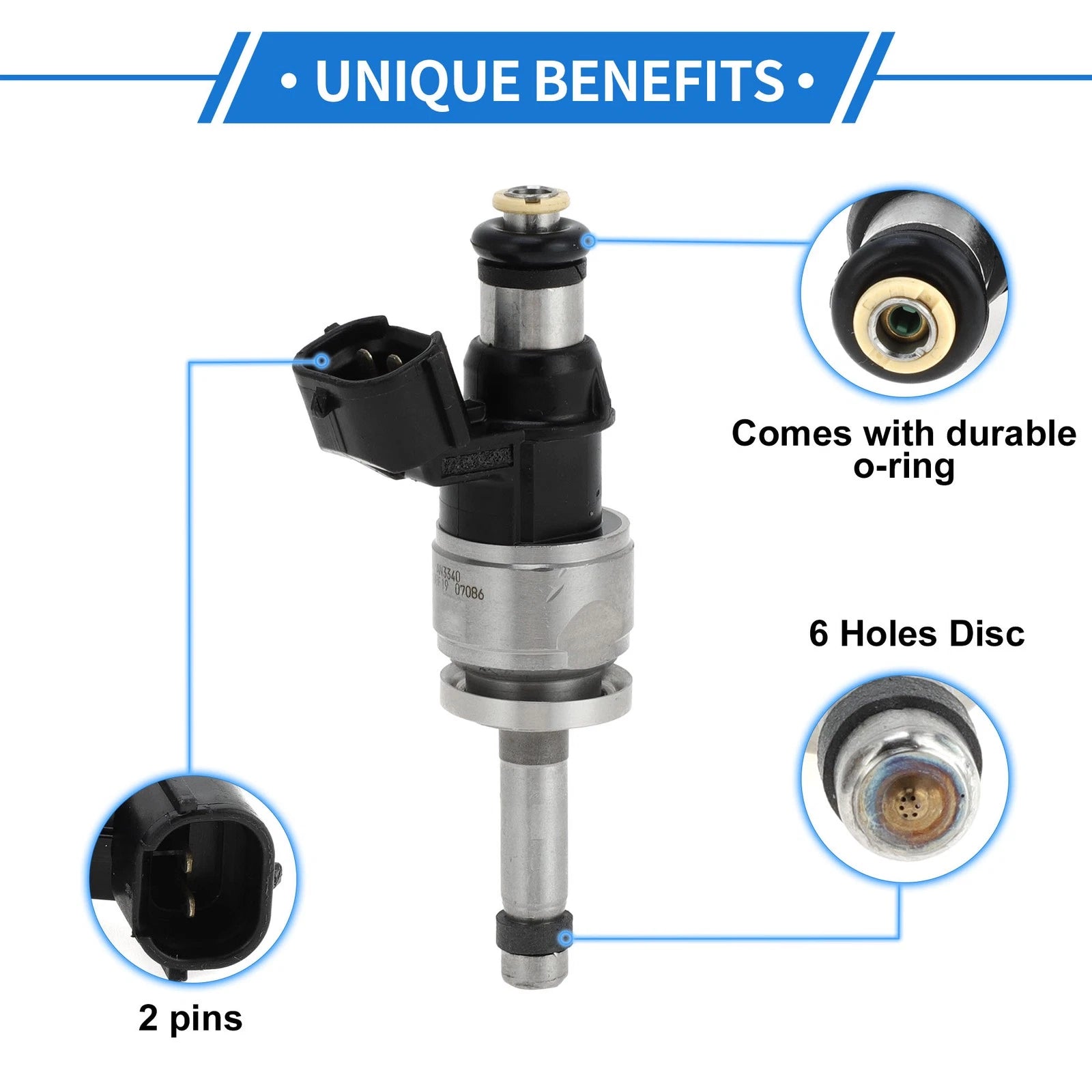 Fuel Injector No. 166006CA0B for Nissan Rogue 2021 (1 Pc, Black)