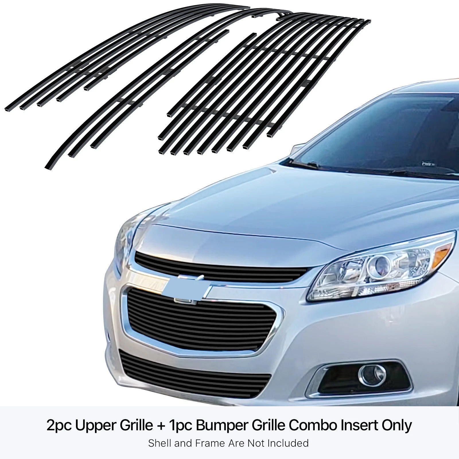 Stainless Black Billet Grille Combo for Chevy Malibu (2014-2016)