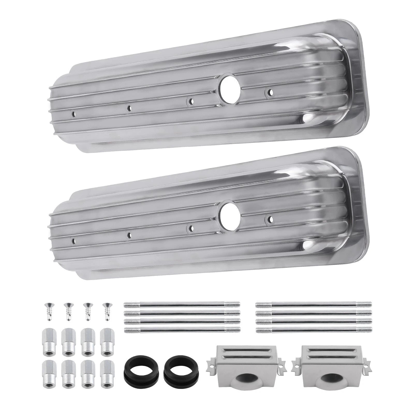 2X Fabricated Aluminum Valve Covers for SBC Small Block Chevy