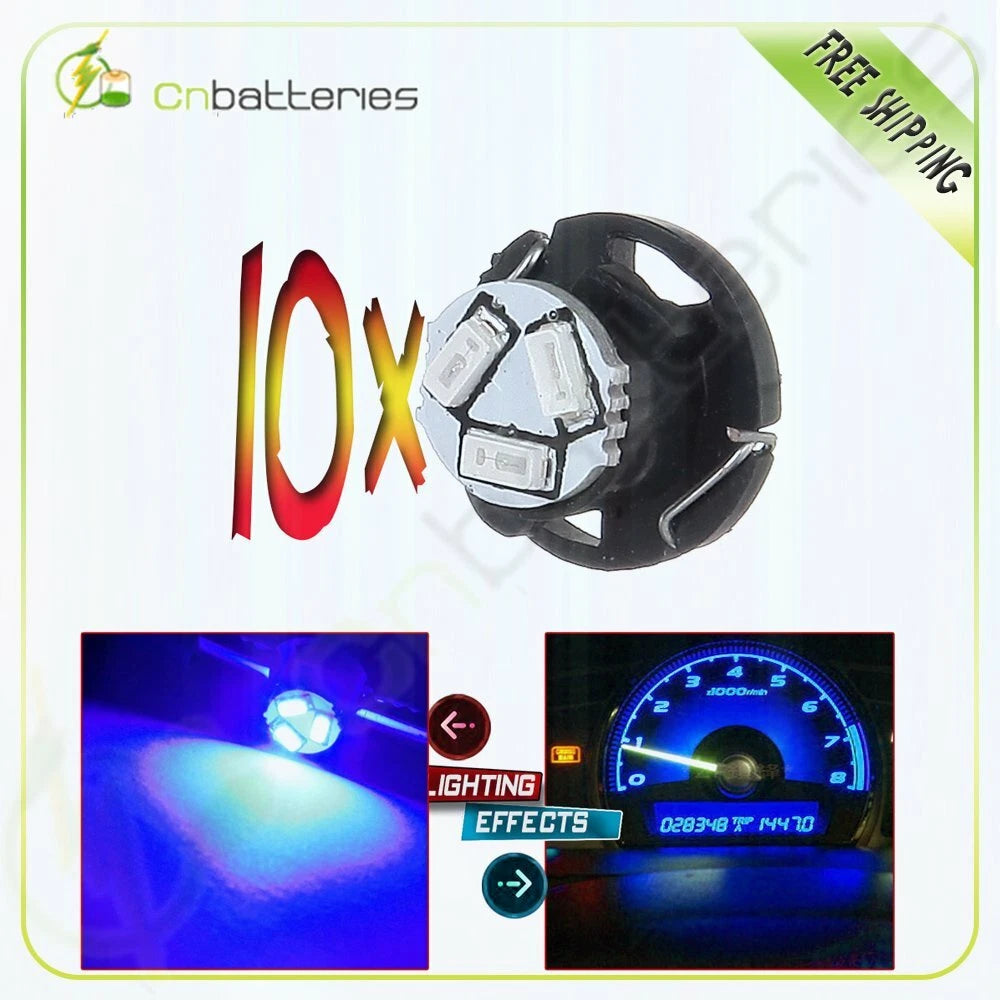 10Pcs T5/T4.7 3SMD LED Bulbs for Dashboard A/C Climate Control (N/A)