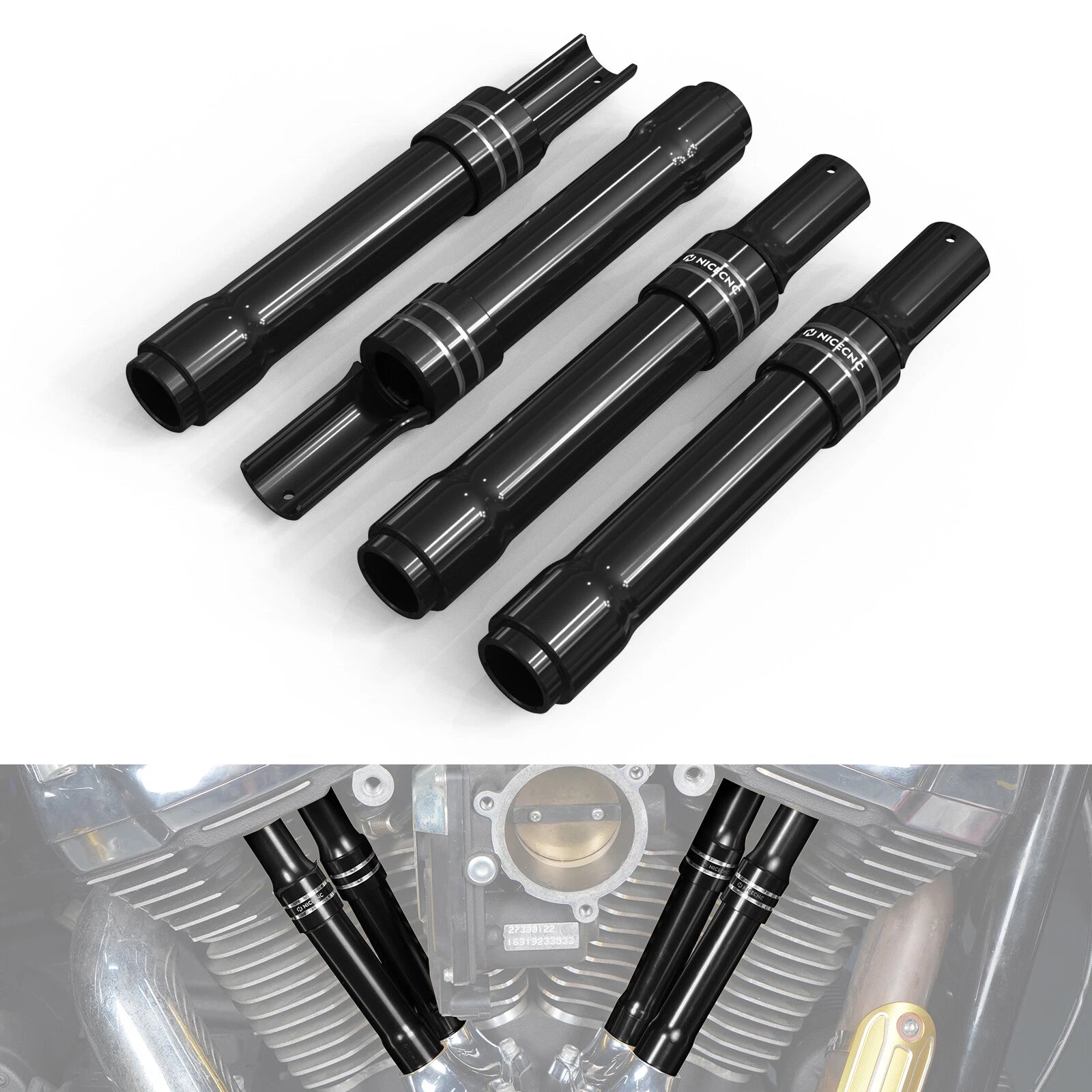 Set of 4 Pushrod Tube Covers 25700488 for Harley Heritage Classic FLHC (2017–2023)