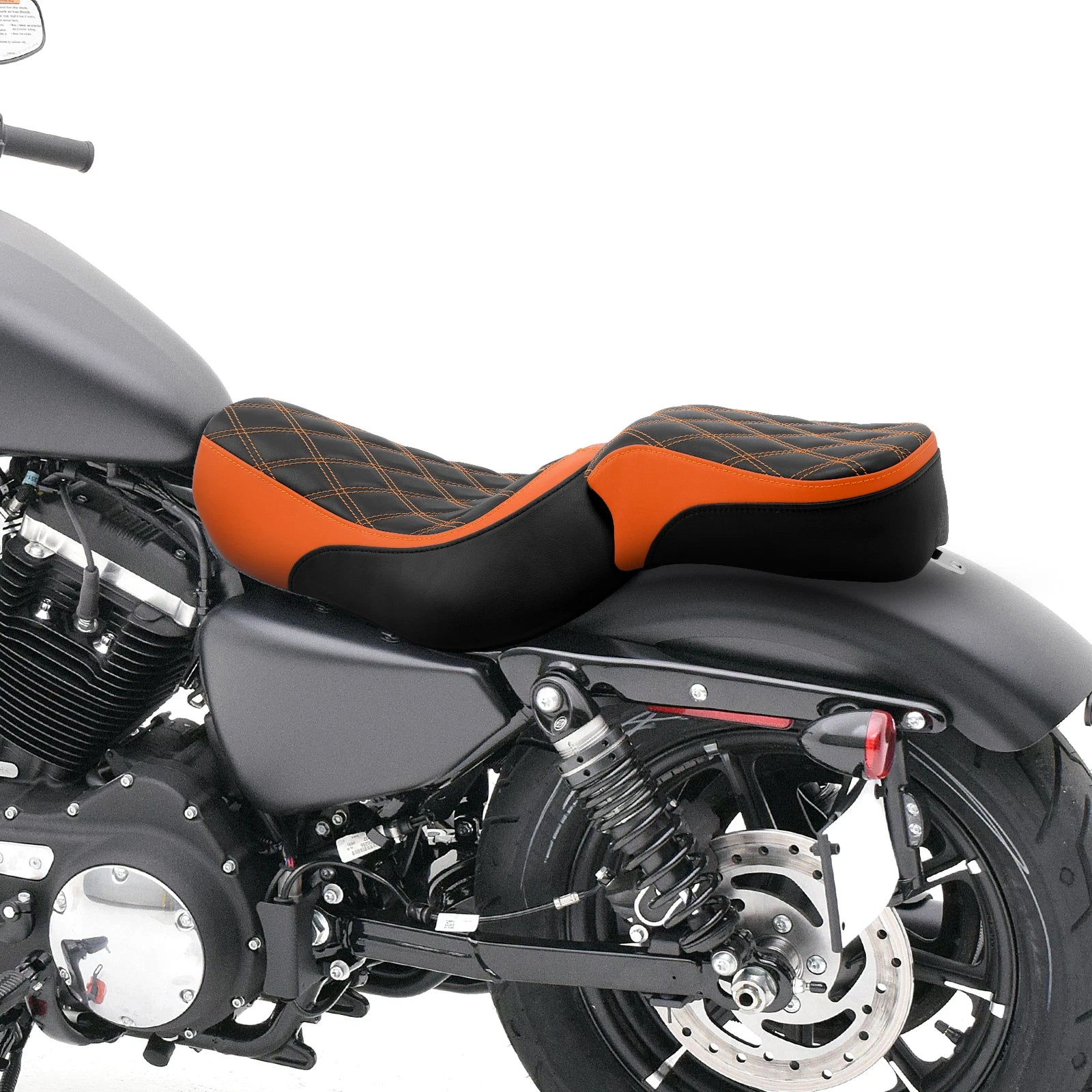 Rider Driver Passenger Seat for Harley Sportster XL883N (2016–2022) Black Orange
