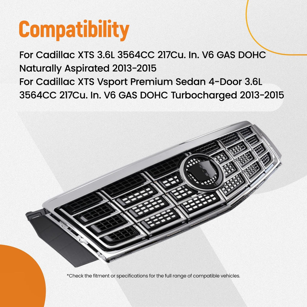 Front Upper Grille for Cadillac XTS (2013–2015) 23473084 Chrome/Black