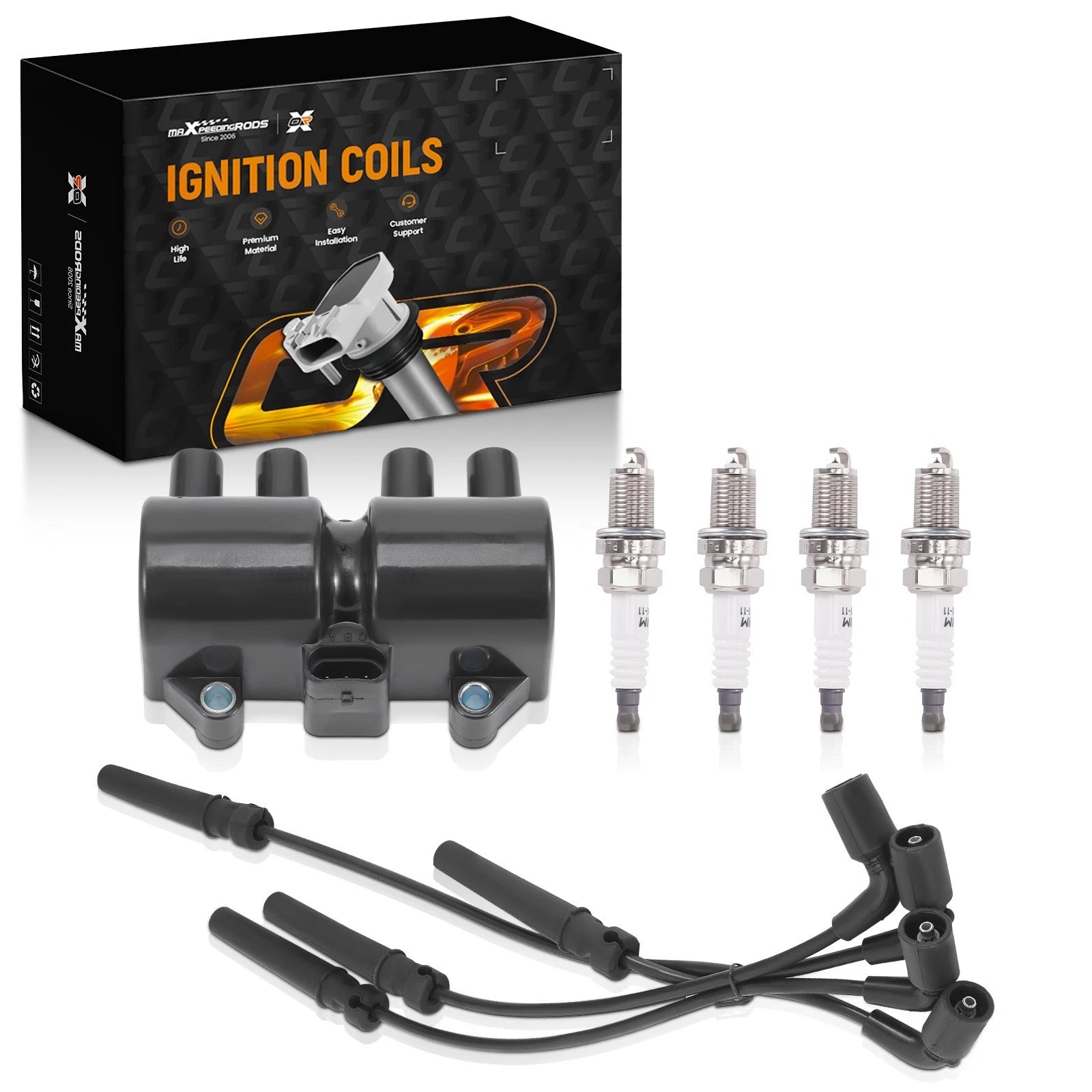 Ignition Coil & Spark Plugs & Wires for Chevy Aveo Pontiac Wave (2004–2011)