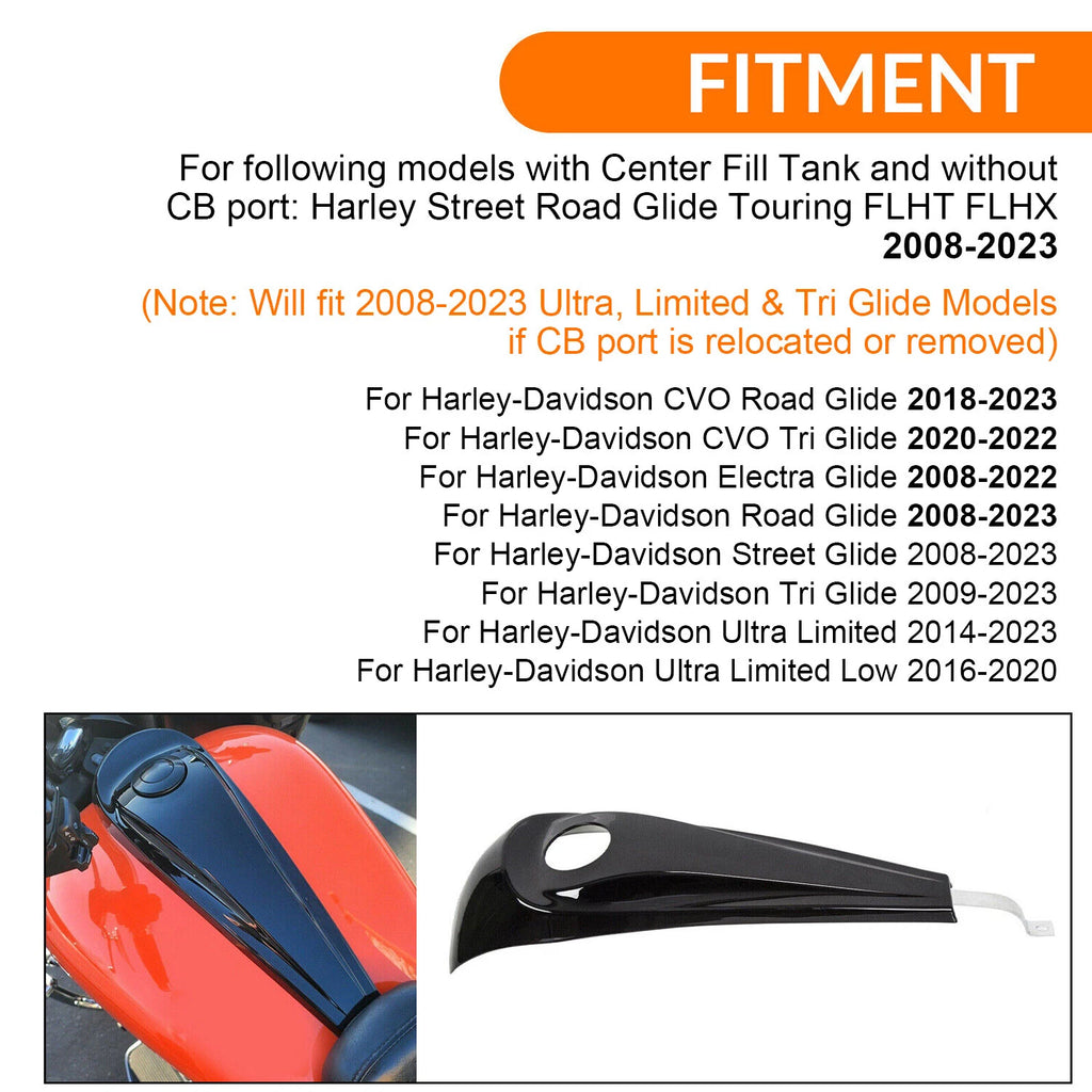 Glossy Black Dash Fuel Console + Gas Tank Cap Cover for Harley Street Glide (2008–2023)