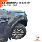 36C Metro Grey Slim Fender Flares for Ford Ranger T6 (2015-2018)