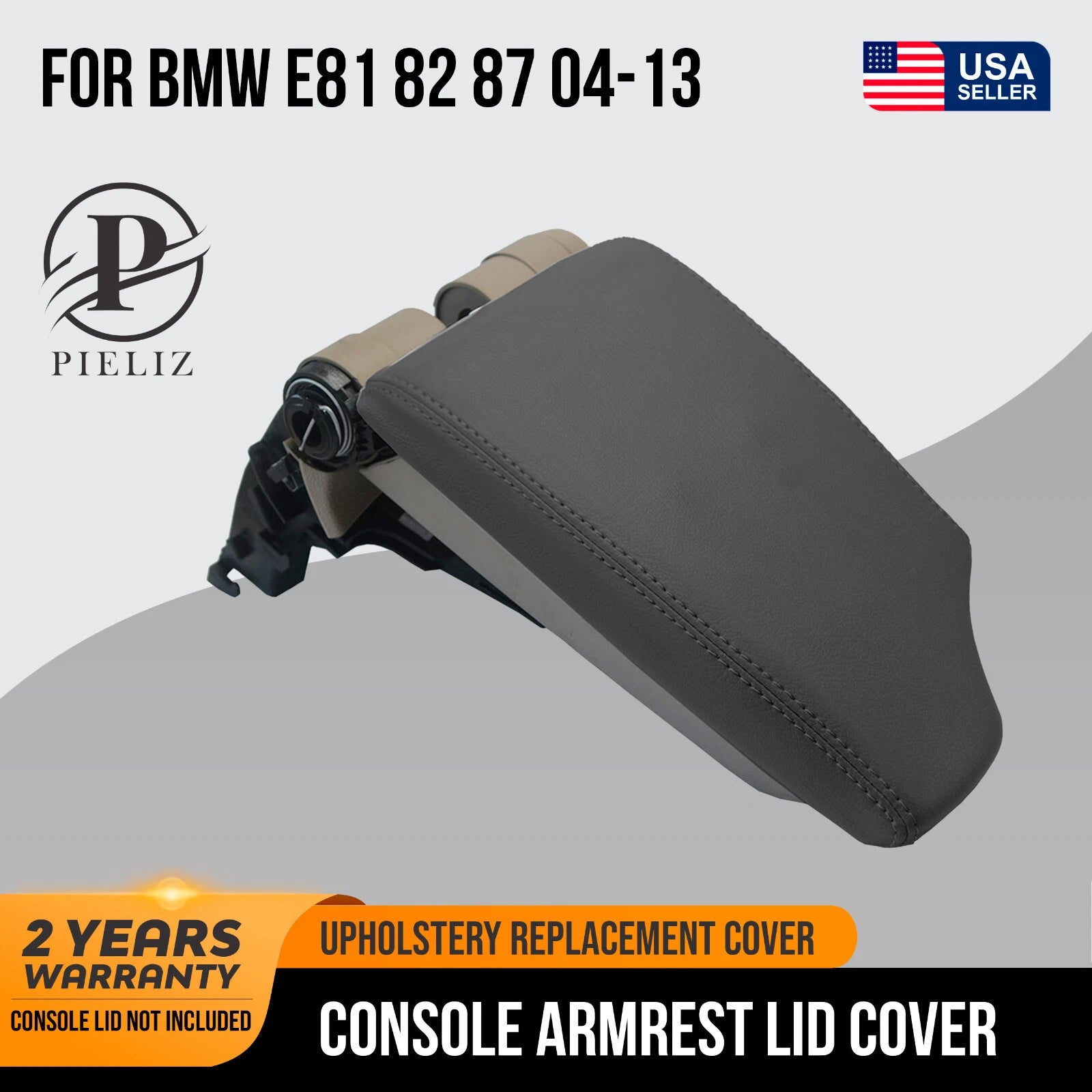 Console Lid Pull Over Cover Leather for BMW E81 E82 E87 (2004–2013) Gray