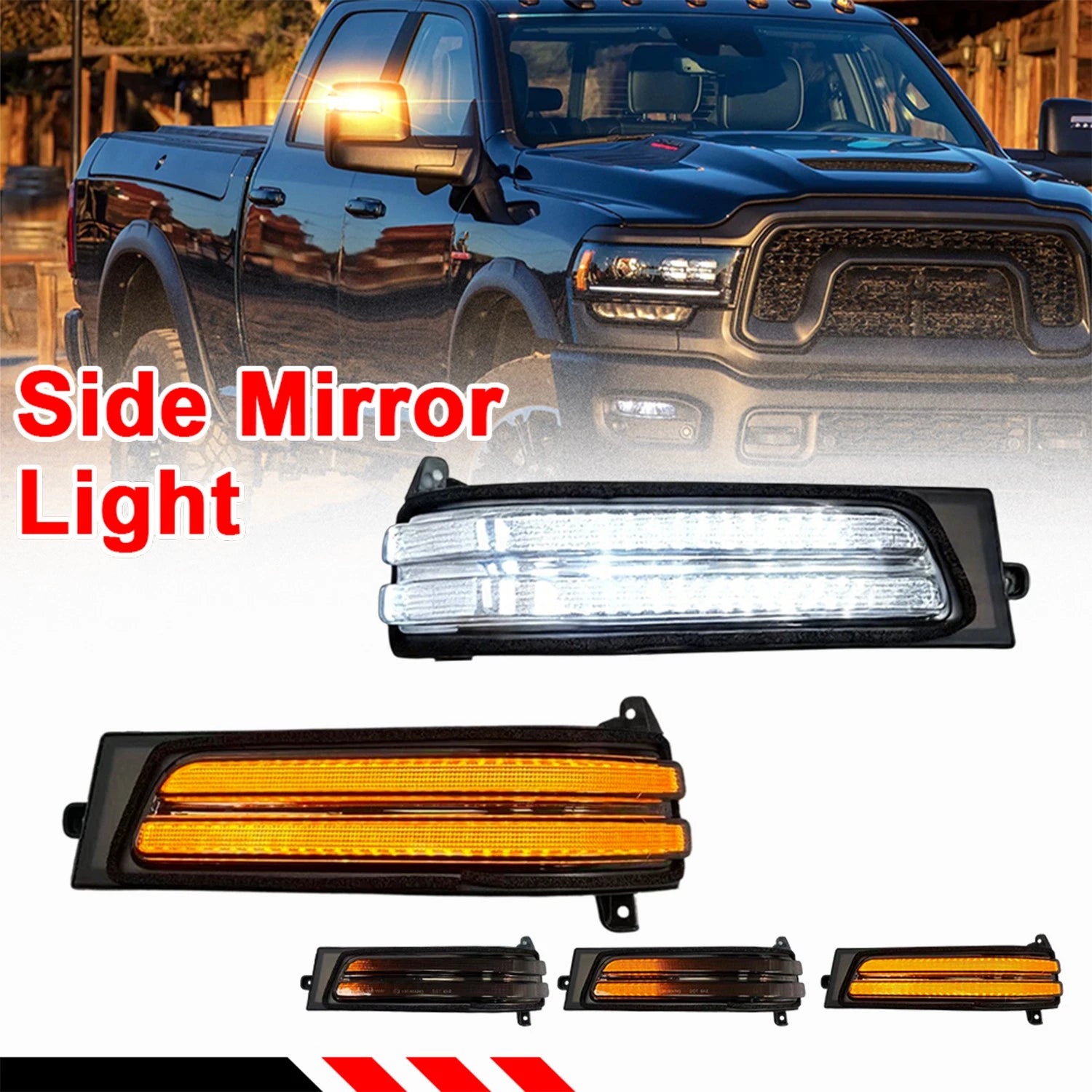 2X LED Smoke Dynamic Side Mirror Turn Signal Light for Dodge Ram 2500 3500 (2023–2023)