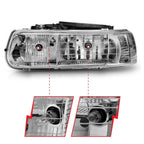Chrome Clear Lens Crystal Headlight Set for Chevrolet Suburban 1500 (2000–2006)
