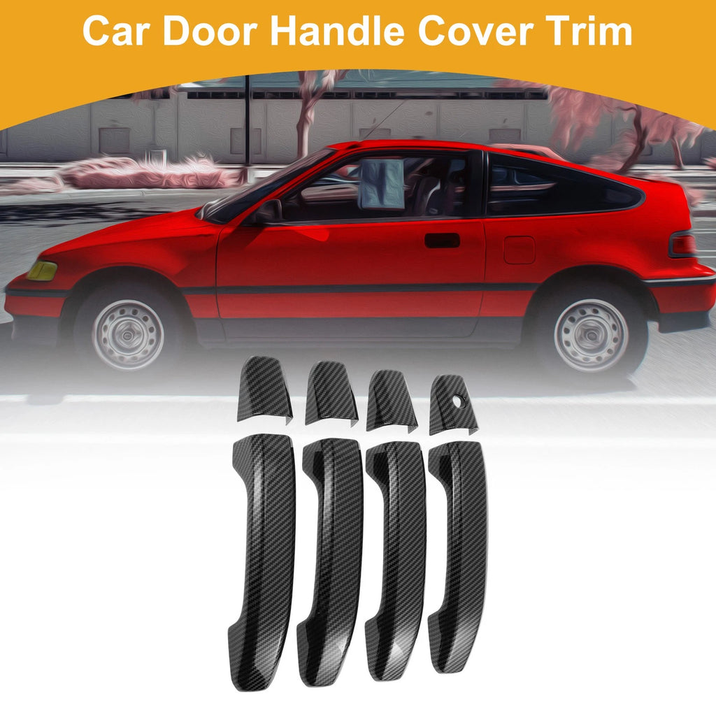 Car Door Handle Cover Trim for Chevrolet Silverado (Carbon Fiber, Black)
