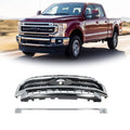 Front Upper Bumper Grille for Ford F-250 F-350 (2020–2022) Black Chrome