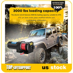 3000LBS Electric Winch for Truck Trailer - Waterproof Synthetic Rope