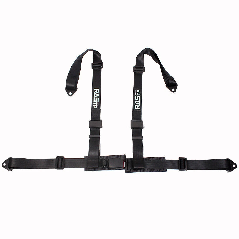 Set of 2 Black 4-Point Racing Harness Belts for ATV UTV Go-Kart