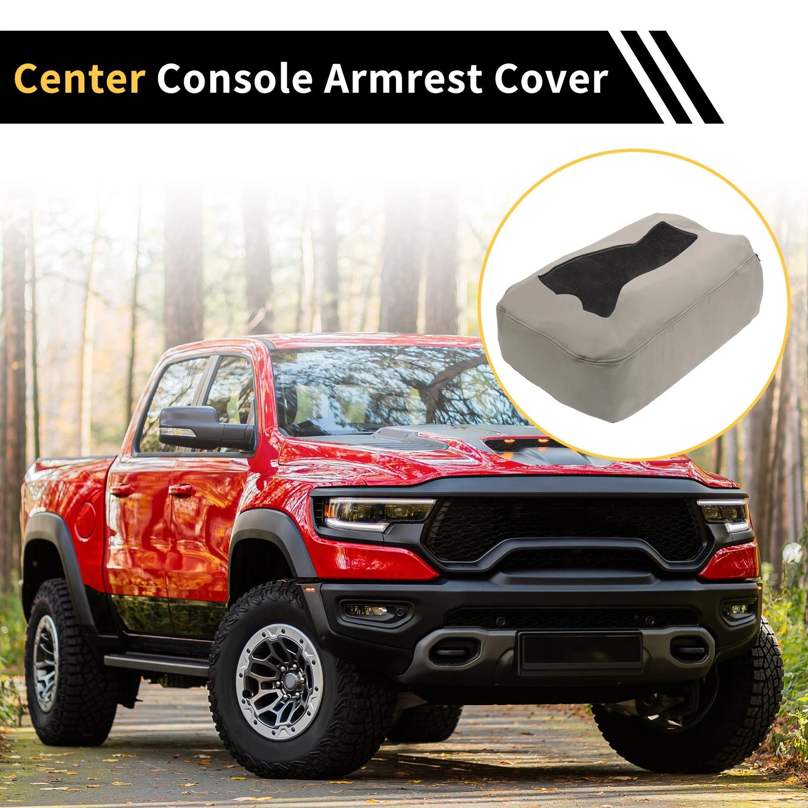Center Console Cover for Chevrolet Silverado (2014–2023) Microfiber Leather Zipper Grey
