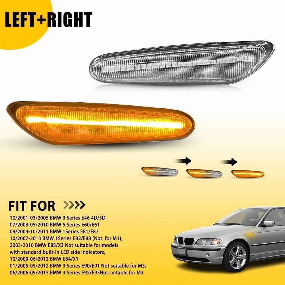Clear Lens Amber Dynamic Side Marker Signal Light for BMW 3 Series (2007–2013)