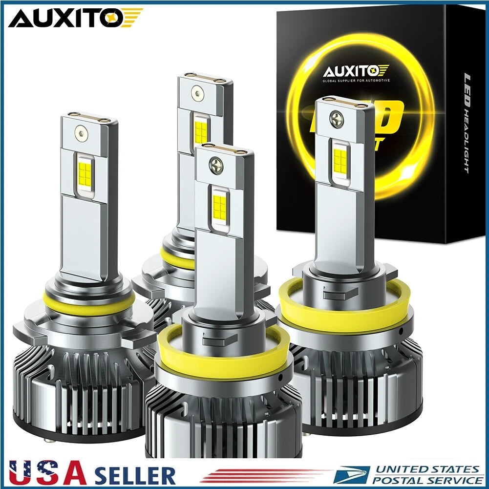 Set of 4 LED Headlight Bulbs for H11 9005 (Cool White, High Low Beam)