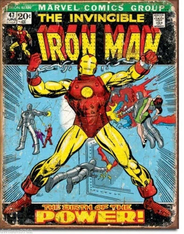 Vintage Replica Tin Metal Sign Iron Man Comic 1969