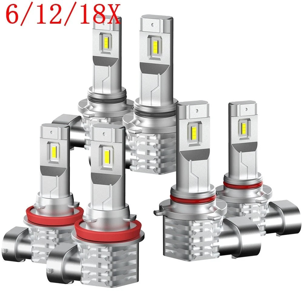 Set of 6 9005 9006 H11 LED Headlight Bulb Kit for Universal Fit