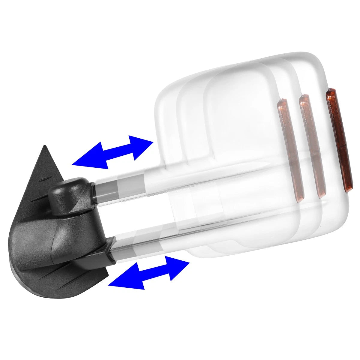 Chrome Manual Amber LED Turn Signal Tow Mirror for Silverado/Sierra (2007–2014)