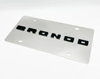 Chrome Metal License Plate for Ford Bronco Block Letters Logo (1966–2023)