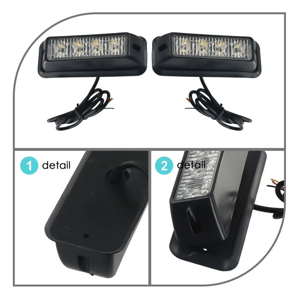 LED Car Light Flash Light Strobe Orange Amber DC 12V for Car