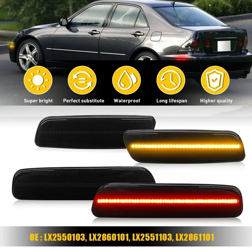 Set of 4 Smoke LED Side Marker Lights for Lexus IS300 (2001–2005)
