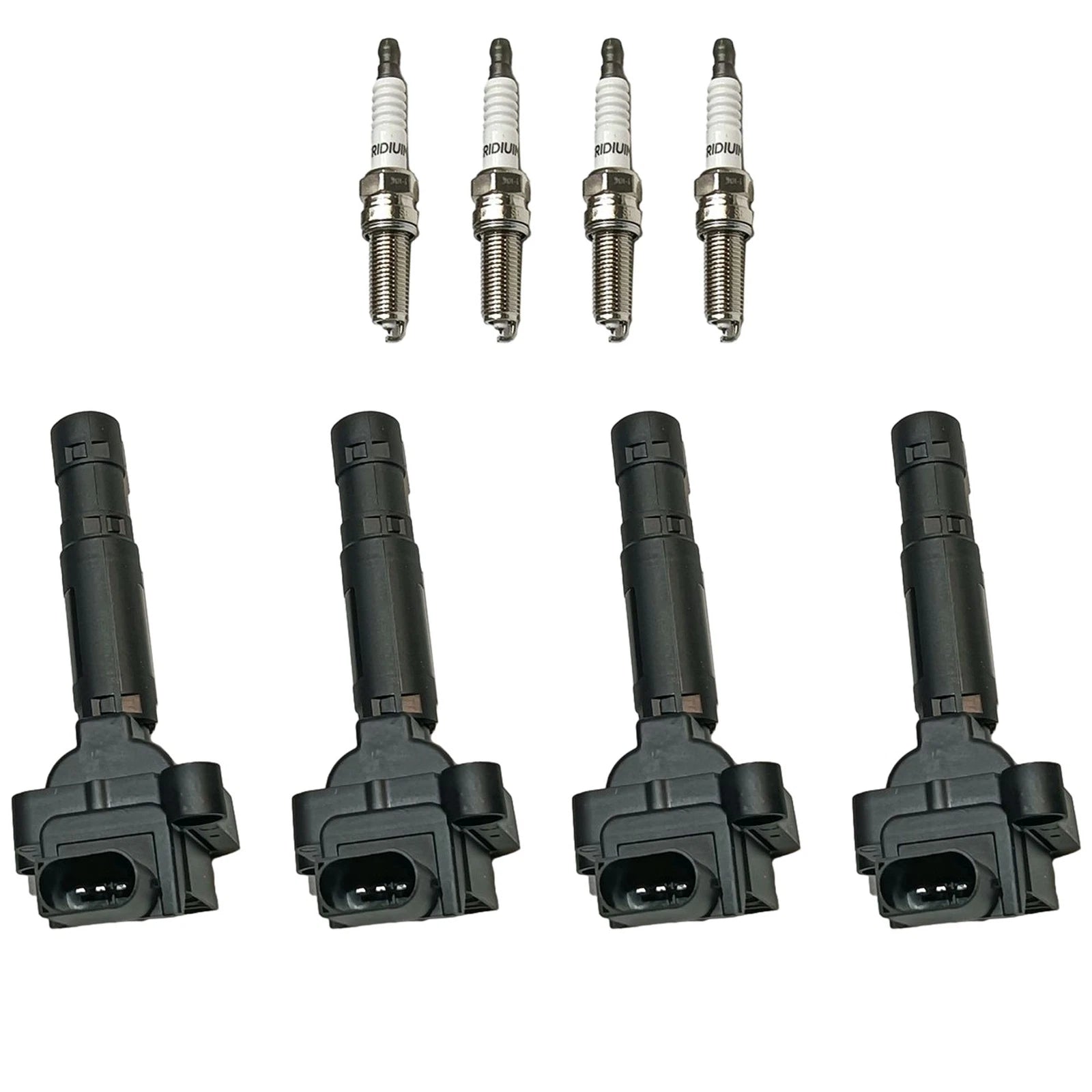 Set of 4 Ignition Coils & 4 Spark Plugs for Mercedes-Benz C230 (2000–2007)