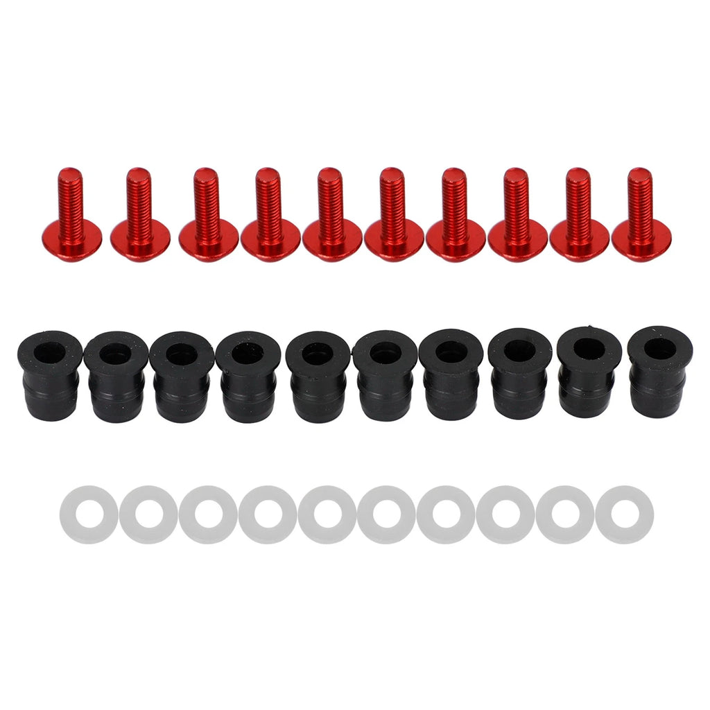 10 Pack Wind Screen Shield Kit for Motorcycle (M5x16mm Screw Bolt Washers)