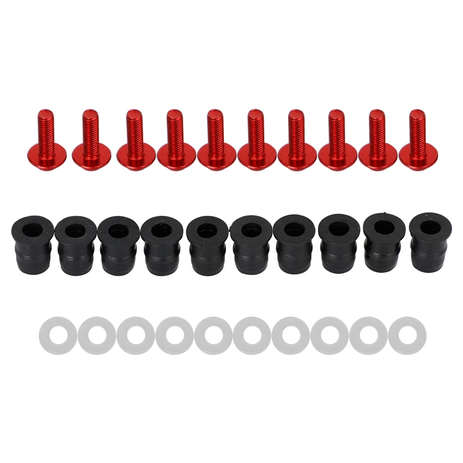 10 Pack Wind Screen Shield Kit for Motorcycle (M5x16mm Screw Bolt Washers)