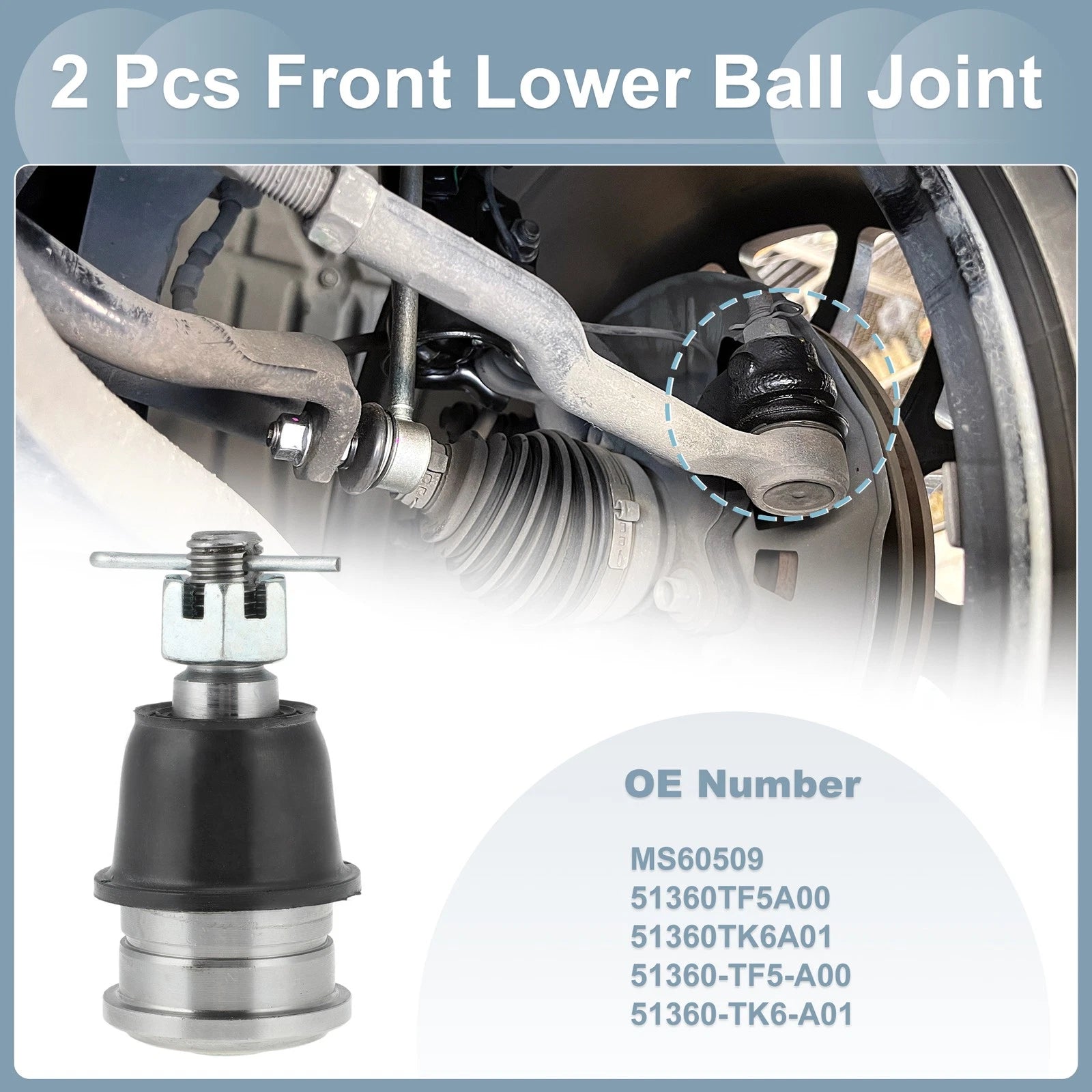 2X Front Lower Ball Joint Kit No. 51360TK6A01 for Honda Fit, Insight 