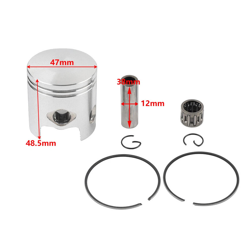 Set of 2 47MM Piston 12MM Pin Kit for Jog 80CC Scooter