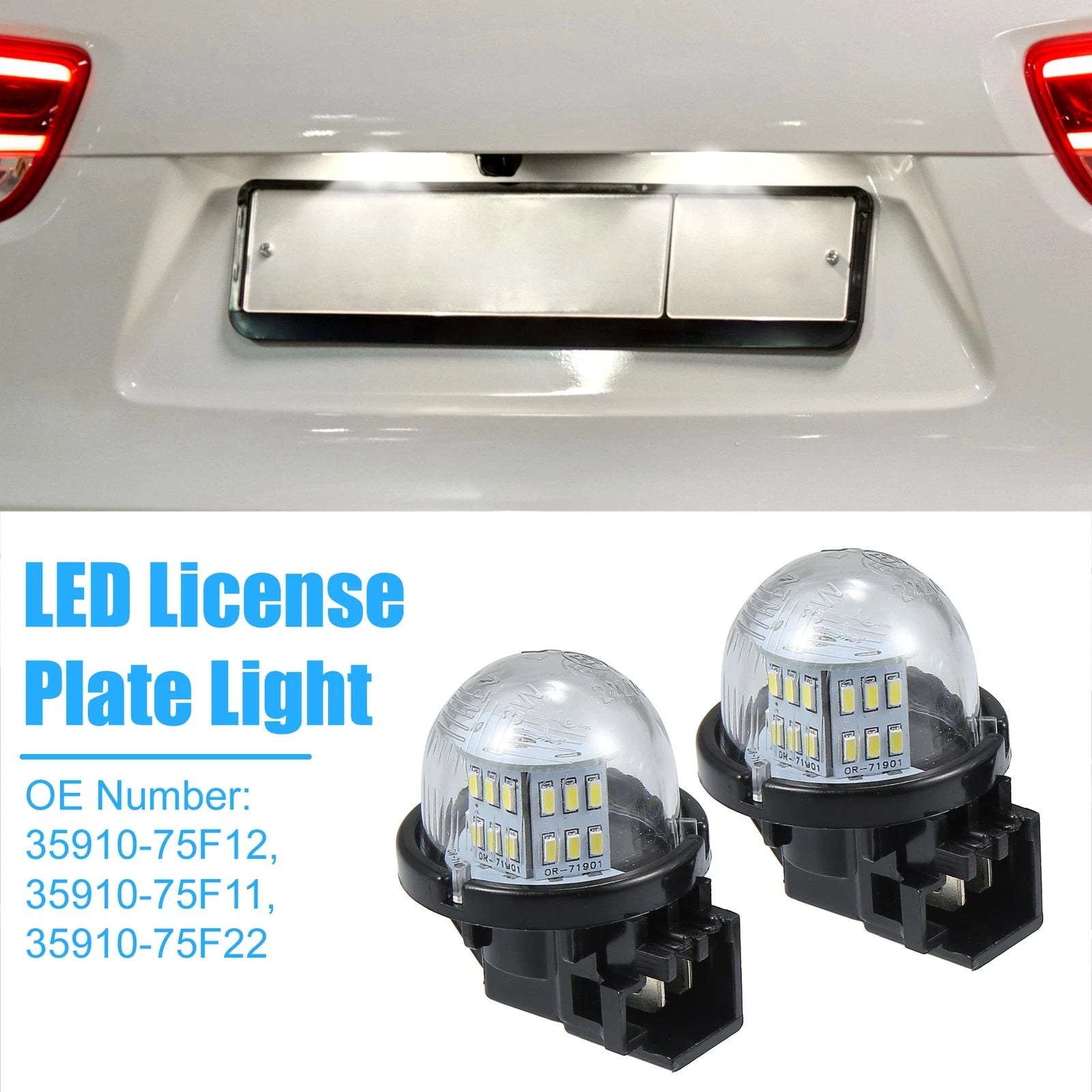 2X 6500K 3528SMD LED License Plate Light for Suzuki Grand Vitara (2006–2014)