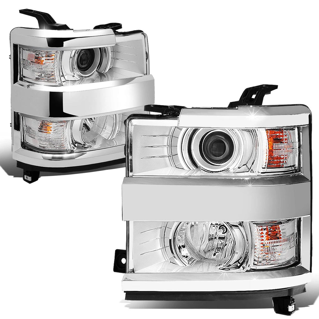 Projector Headlight Lamps Chrome for Chevy Silverado 2500HD 3500HD (2015–2019)