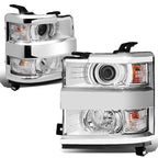 Projector Headlight Lamps Chrome for Chevy Silverado 2500HD 3500HD (2015–2019)