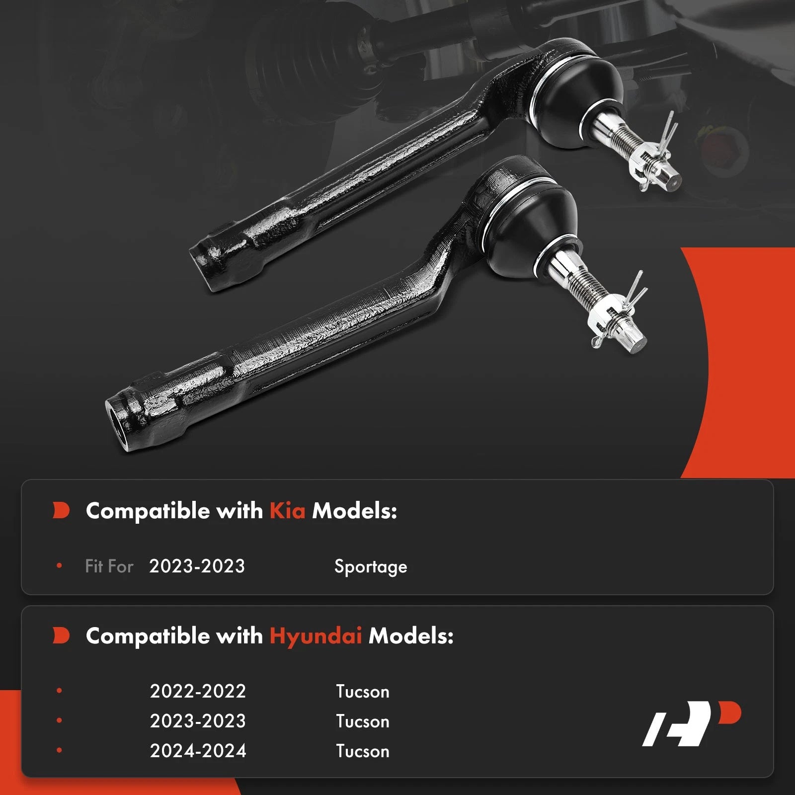 2X Front Outer Tie Rod End for Kia Sportage (2003) & Hyundai Tucson (2022–2024)