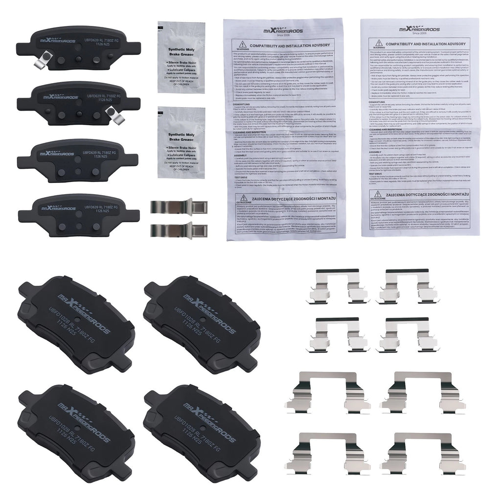 Set of 4 Ceramic Brake Pads for Saturn Aura (2007–2009) Chevrolet Malibu P-1160