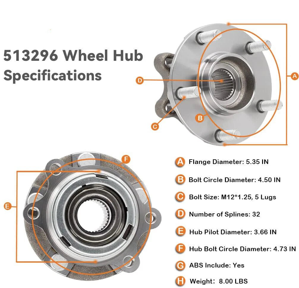Front Wheel Bearings Hubs for Nissan Altima Maxima Murano Pathfinder JX35 QX60 (2013–2023)
